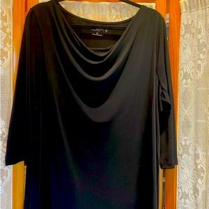Liquid Knit Drape Cowl Neck 3/4 Sleeve Top